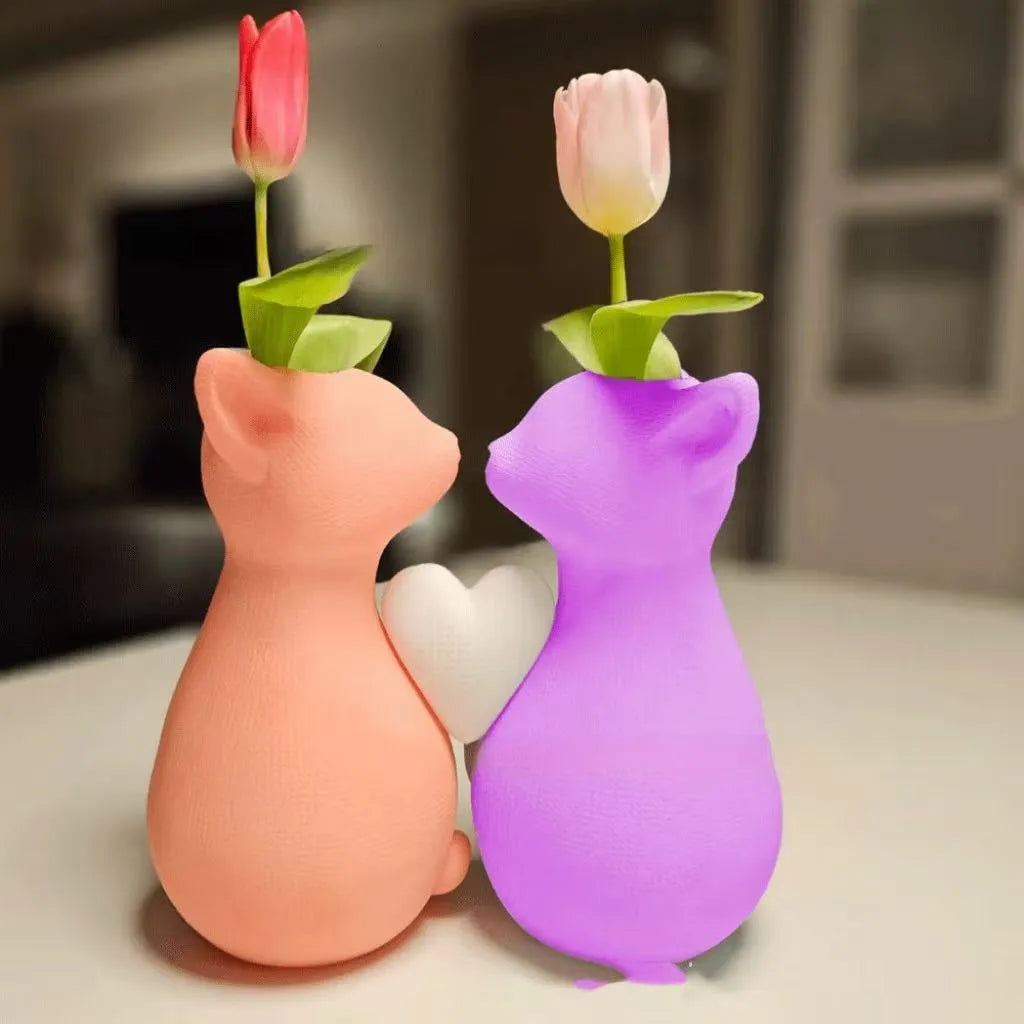 Knitted cat flowerpot ornament in Style 1, a 280g desktop decoration for shelf or windowsill display