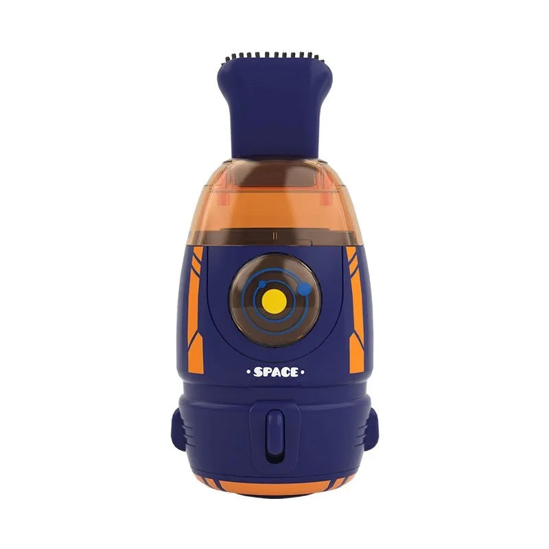 USB-powered handheld desktop vacuum cleaner in rocket design showing blue colour option.