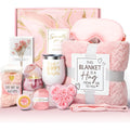 Aromatherapy bathroom gift set with candle and soap bath products in modern style packaging.