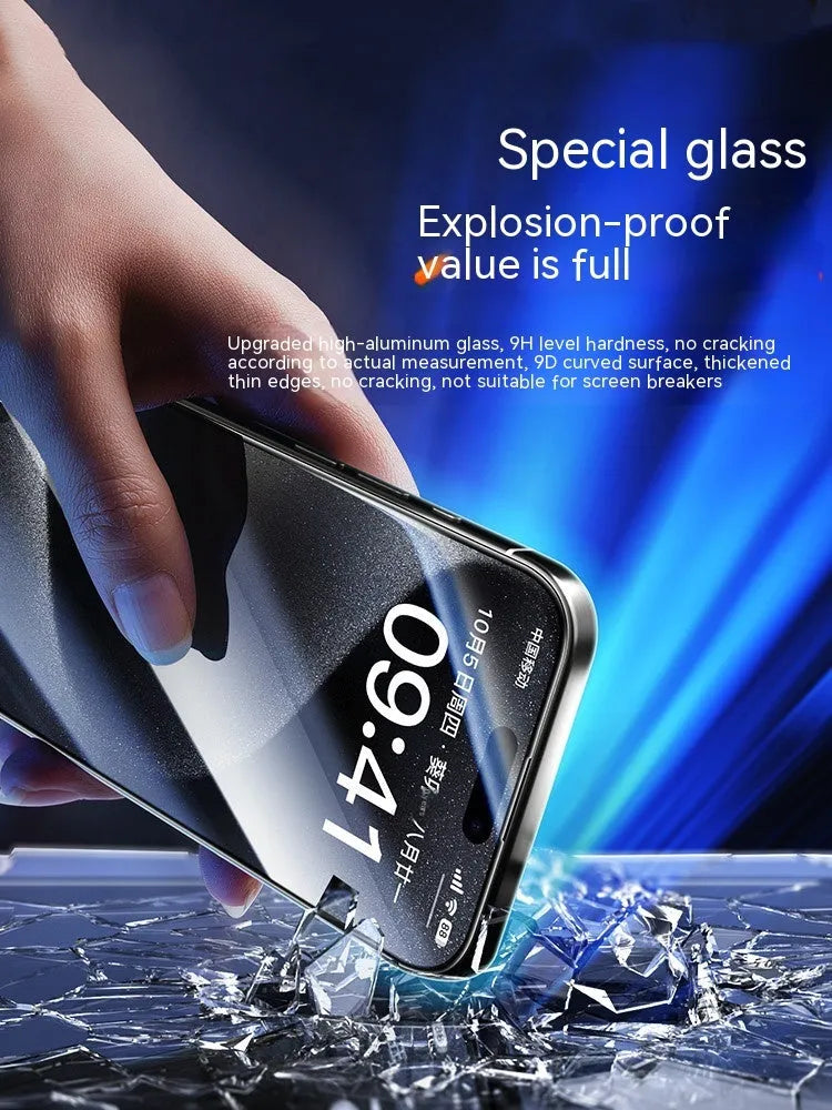 Tempered glass screen protector for iPhone 13 and 14 models, transparent front film with dust free mounting and no white edges.