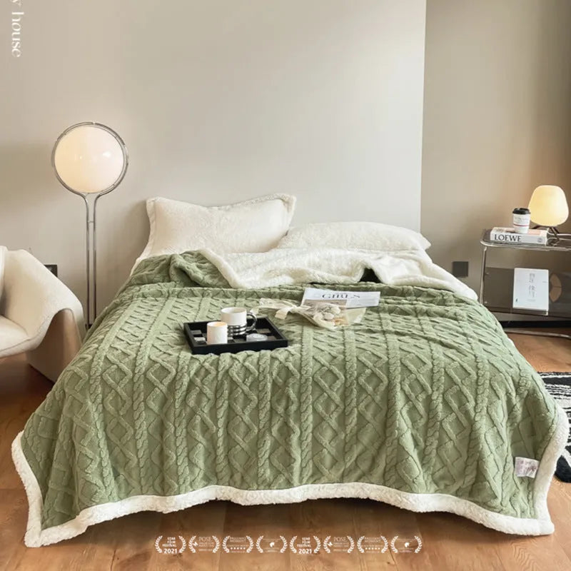 Thickening taffeta thermal flannel casual blanket in modern simplicity style for autumn and winter