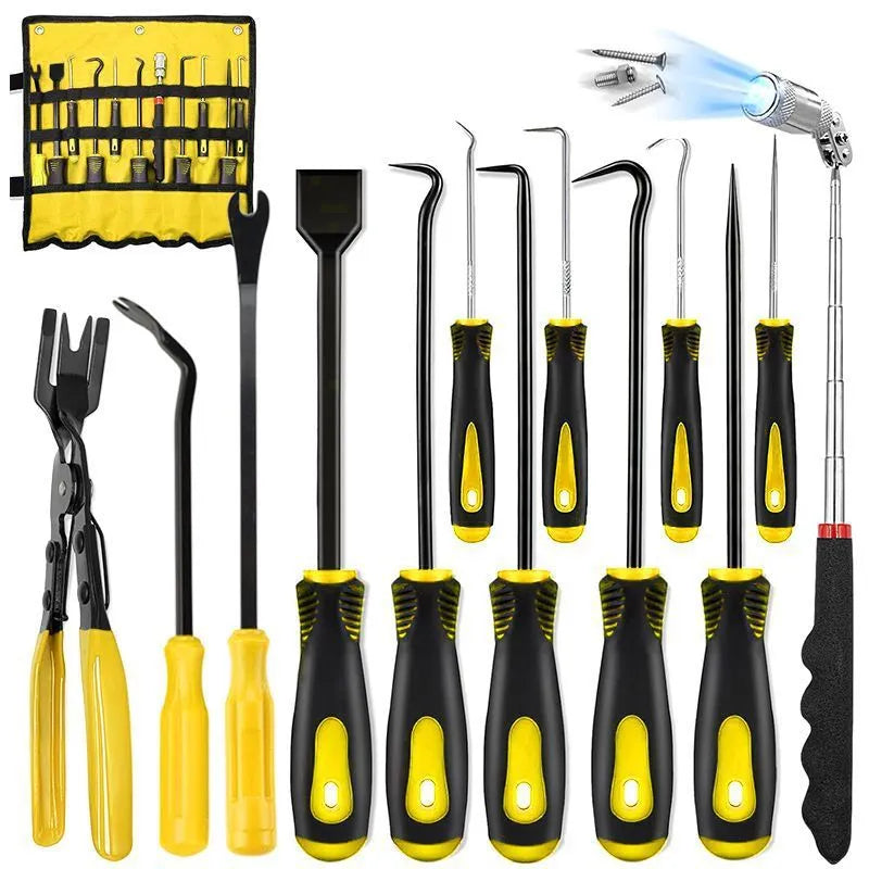 13-piece oil seal screwdriver hook set in blue with Oxford strap cloth bag for auto repair disassembly