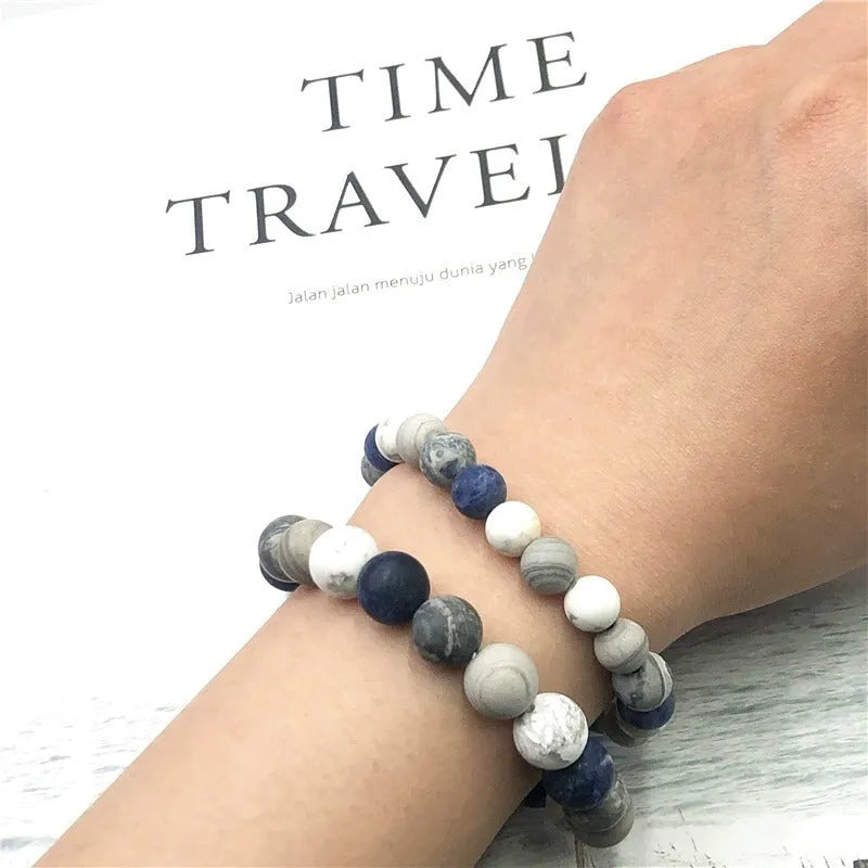 Men's handmade planet stone starry bracelet with U-shaped beads in natural style