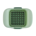 Green manual vegetable chopper for slicing onions, potatoes, radishes, and cucumbers with hand pressure operation