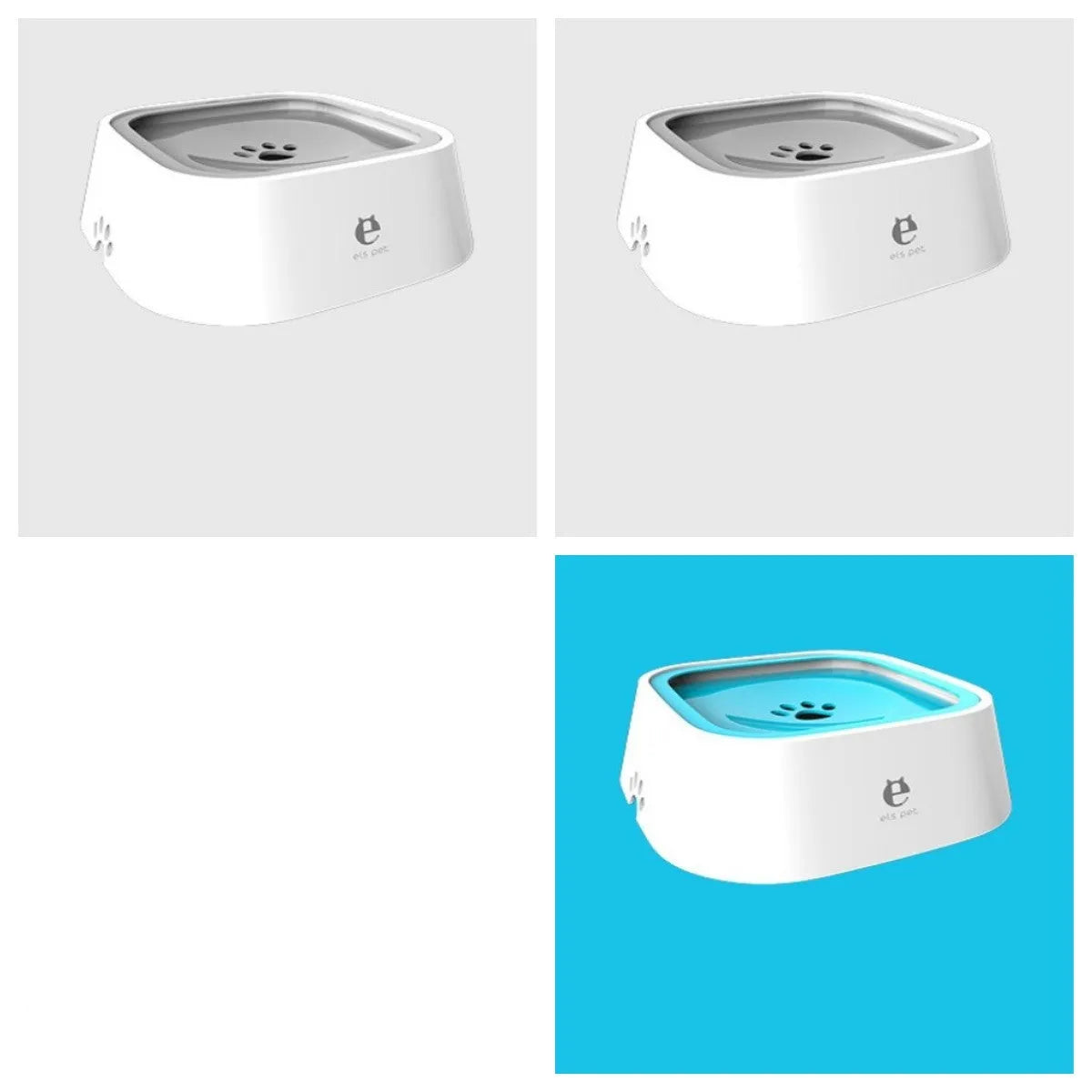 1.5L grey pet water bowl with floating plate, ABS and PP construction, anti-overflow design