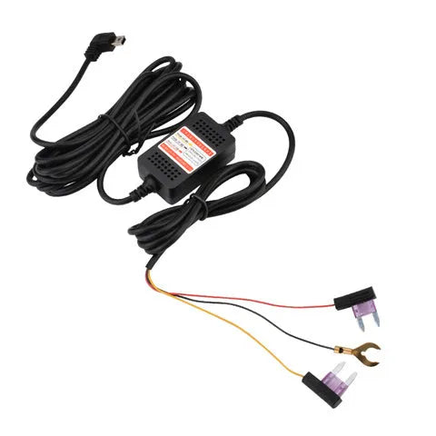 Driving data recorder power line step-down cable with T-connector and wire connections for ACC installation