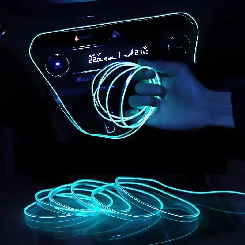 6-metre long USB-powered LED light strip for car interior ambient lighting in various colour options.