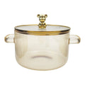 Transparent borosilicate glass milk pot with double ears and glass lid, 1600ml non-stick hot pot