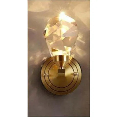 Copper modern villa art rotating light luxury crystal wall lamp with 11.5cm length 20cm height
