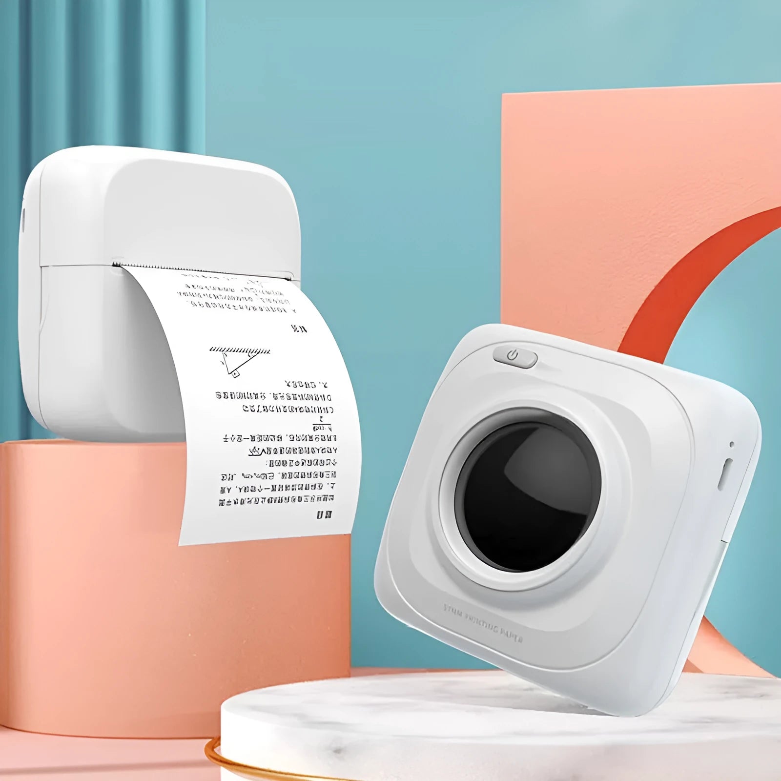 New Student Mini Photo Printer with USB interface, thermal paper, 83x85x45mm size, white model