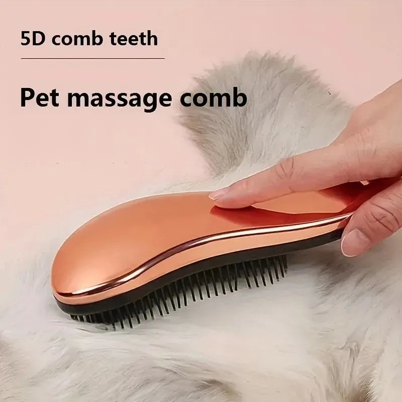 2-in-1 floating dog grooming comb and massage brush in blue removes hair and relaxes pets during bath time