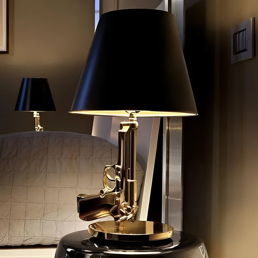 Modern creative Nordic desk lamp with resin base, plated gold finish, 235x425mm