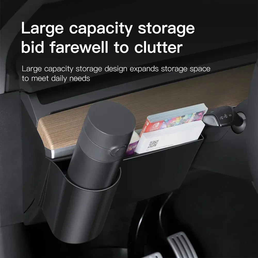 Plastic water cup holder for Tesla Model 3 and Model Y dashboard with a carrying handle.