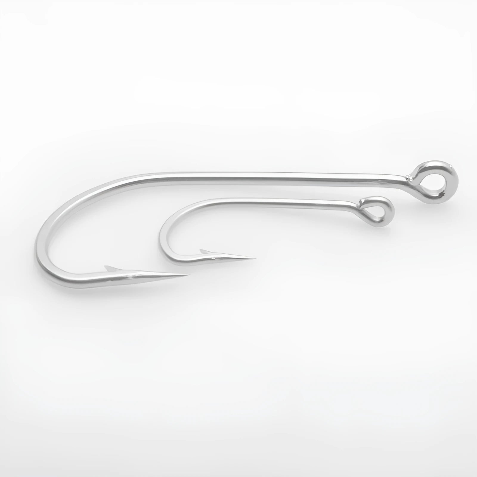 Pack of stainless steel sea fishing hooks for ocean boat fishing, showing various hook sizes.