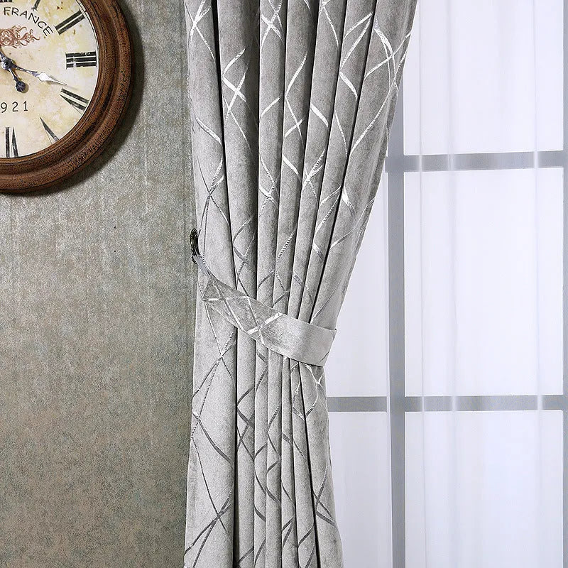 Modern chenille blackout curtain panel in solid colour measuring 1 metre by 2.7 metres