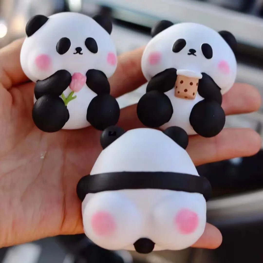 Cute panda car air freshener decoration on vehicle vent with three design options