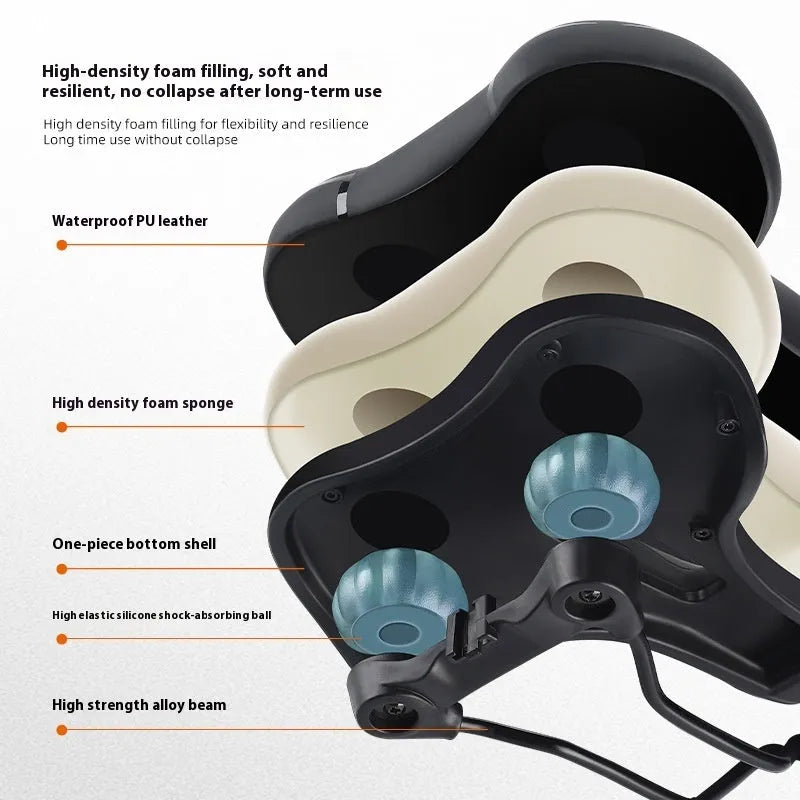 Bicycle saddle with high elastic sponge cushioning in black and colourful design options