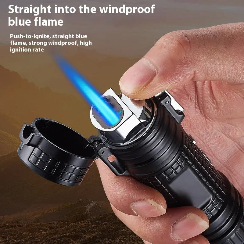 TH727 multi-function waterproof flashlight lighter in metal construction showing five colour options