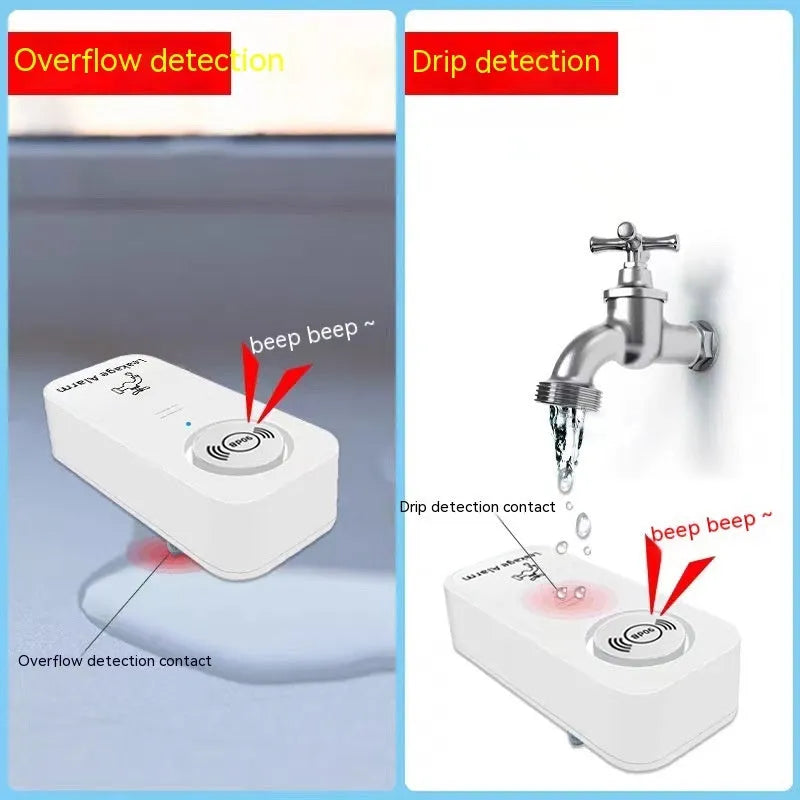 Overflow sensor independent alarm for water leak detection with wireless connectivity options