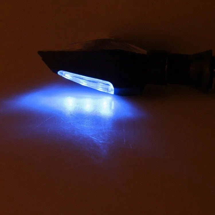 Motorcycle double-sided LED turn signal lights in yellow and blue colour options