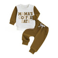 Boys' cotton printed sweater suit in sky blue, two-piece set with trousers