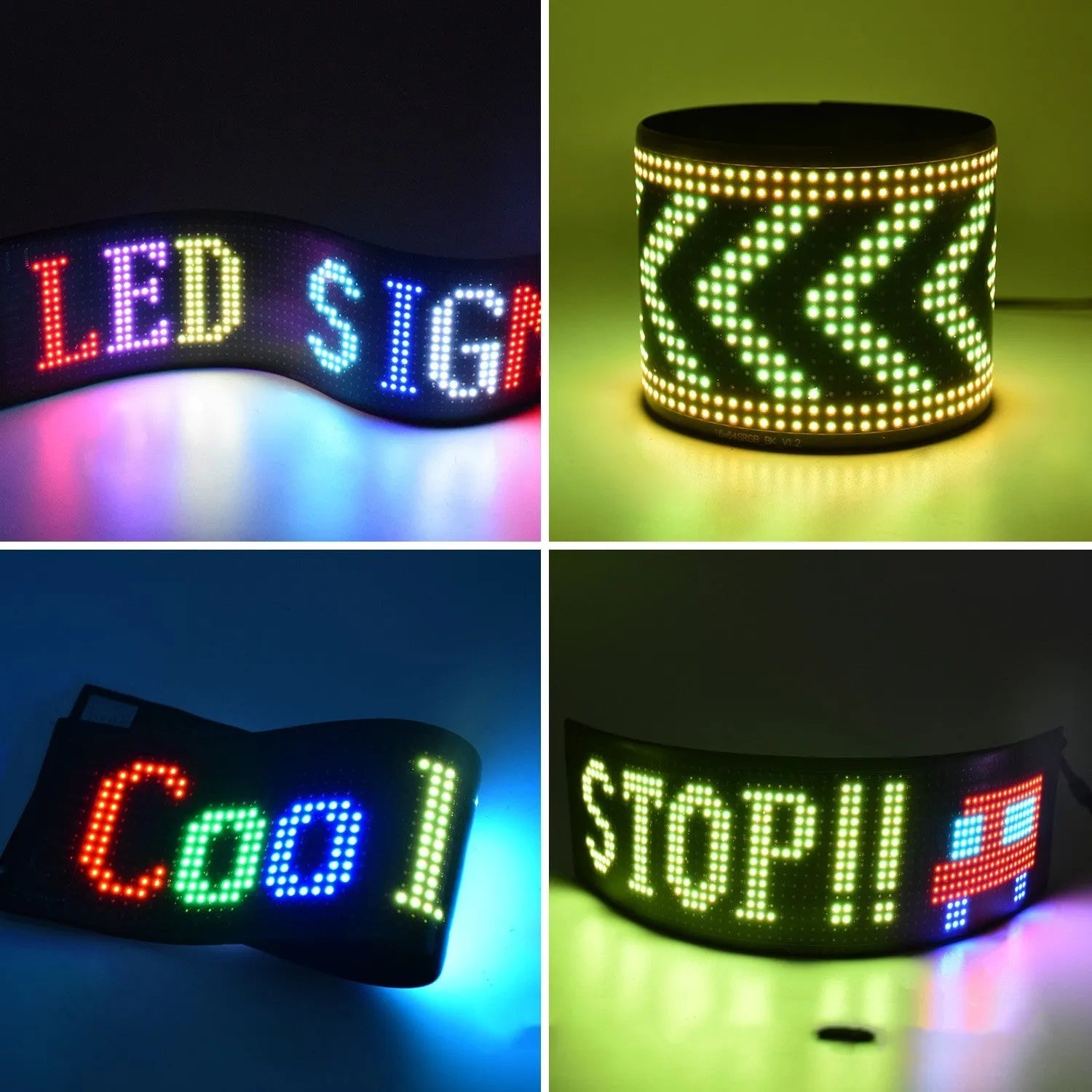 Programmable car LED sign with 7x17cm full-colour display showing custom text animation