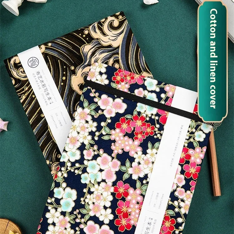 Feiluniao handmade fabric watercolour notebook with 185mm length and artistic cover designs