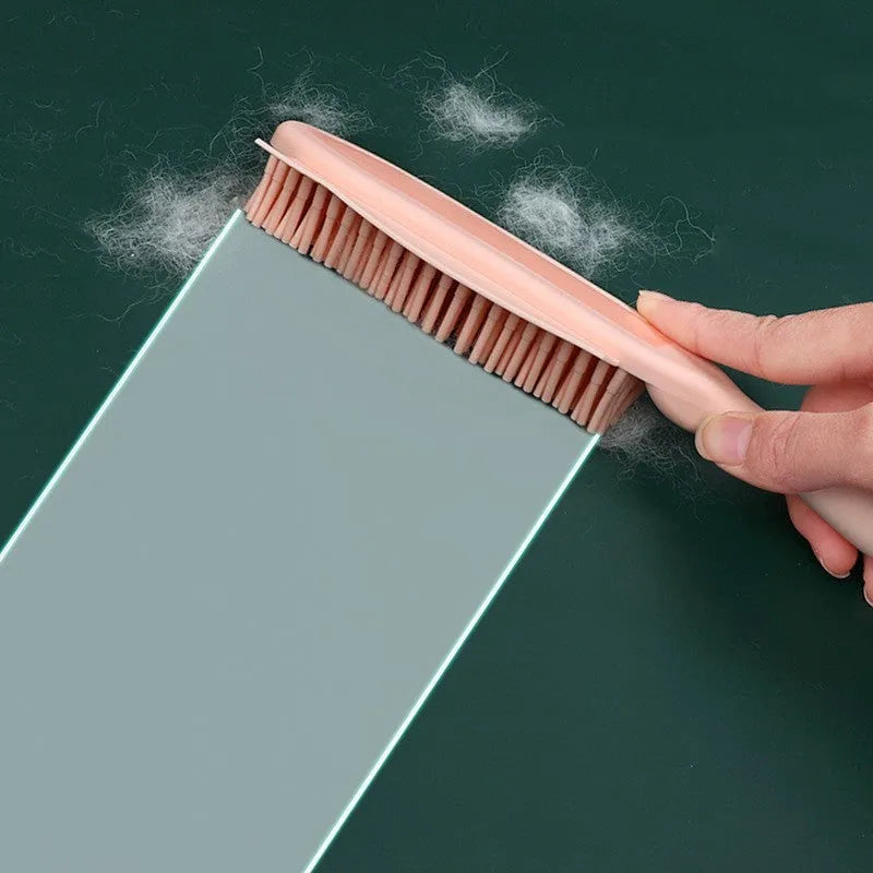 Green and pink pet grooming brush with massage function and hair collector for dogs and cats