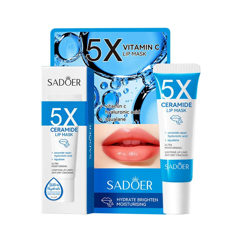 Nicotinamide powder lip moisturising film in packaging with ceramide and vitamin C components