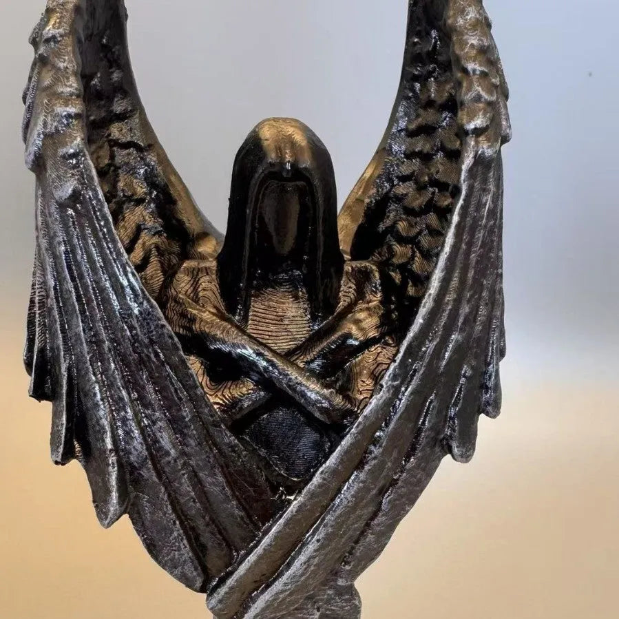 Dark Angel resin decorative statue ornament measuring 6.5 by 5 by 17 centimetres.