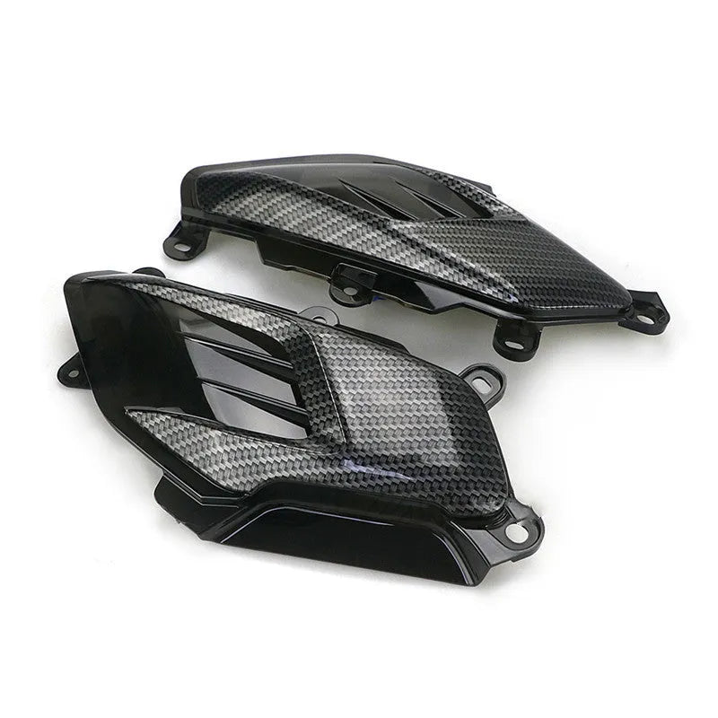 Pair of Yamaha NMAX side lamps with carbon fibre decoration and blue LED lights