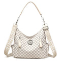Retro printed shoulder messenger bag with double straps and sandwich pocket in milky white colour