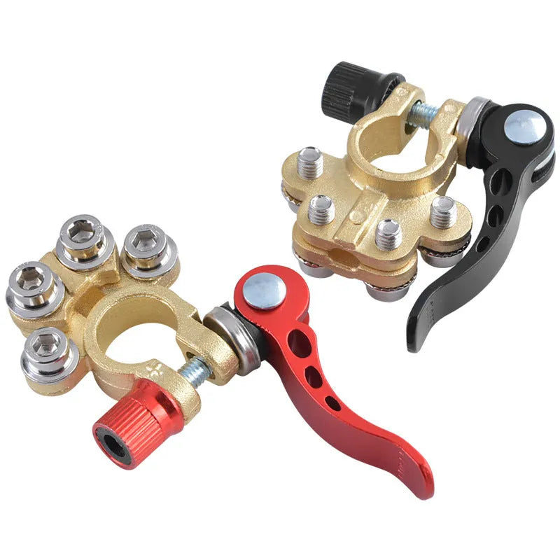 Thickened brass car battery pile head with iron screws, positive 17.5-19.1mm, negative 15.9-17.5mm, model BC2122