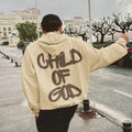 Men's cotton back letter printed hoodie in black with long sleeves and hoodie collar