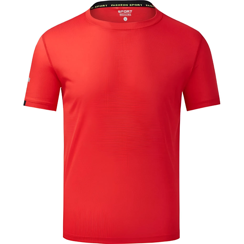 Men's quick-drying ice silk sport shirt in solid colour with short sleeves