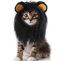 Black lion headgear costume hat on cat with elastic band fitting
