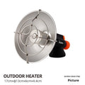 Black and orange portable outdoor camping heater with automatic ignition on a stainless steel and plastic body.