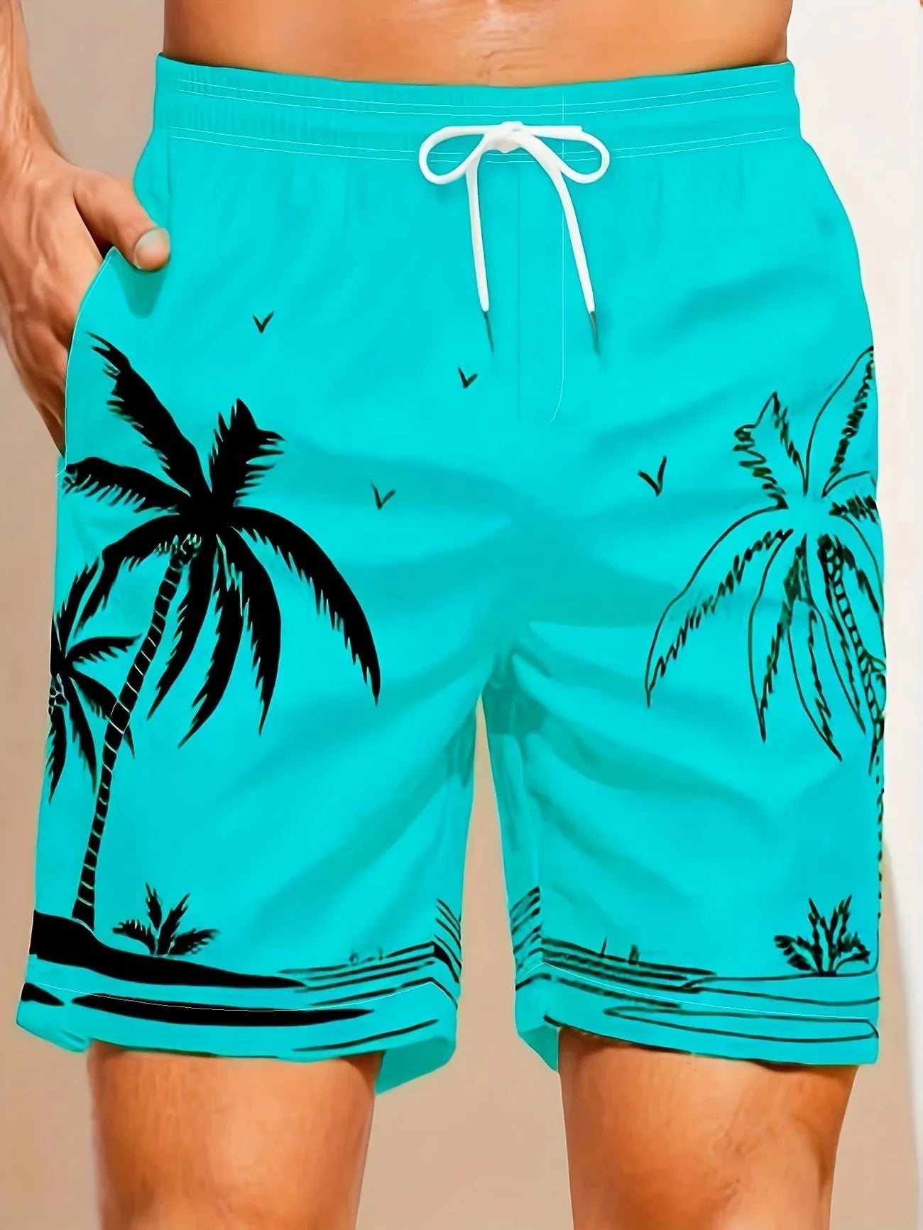 Men's micro-elastic quick-drying swimming trunks in various colours displayed flat