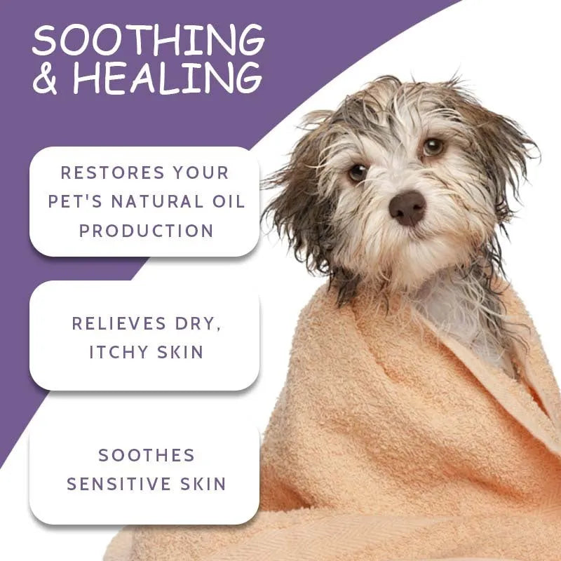 100g bottle of pet shower gel with sterilising and deodorising properties for dogs and cats