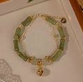 Women's natural Hetian jade bamboo bracelet geometric shape manual processing 15+3 cm size