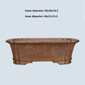 Large rectangular purple sand flowerpot with a double pumping angle design, shown on a floor.
