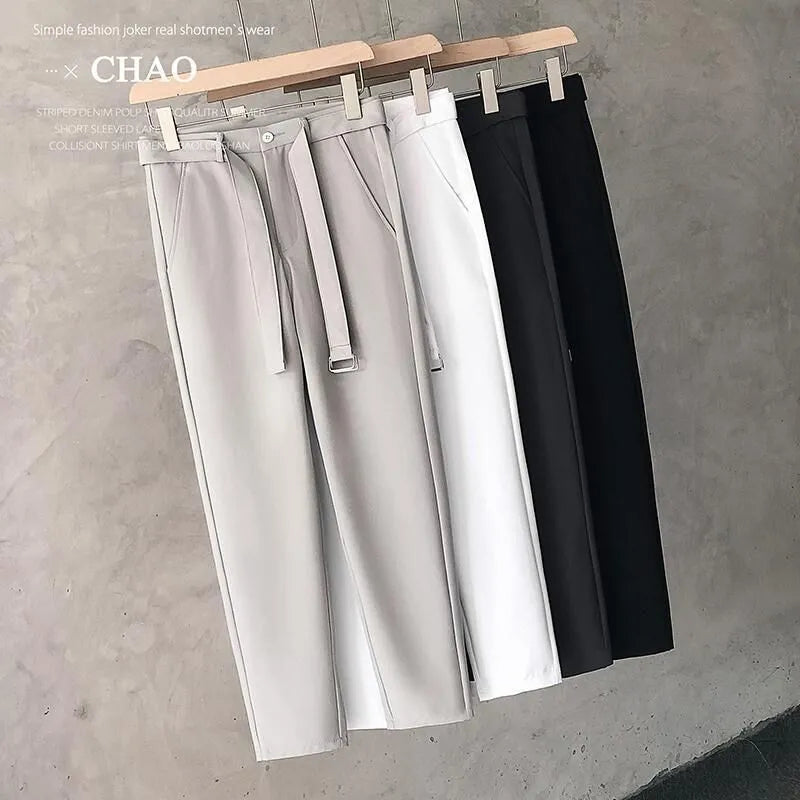 Boys slim straight trousers in wool blend fabric with tapered leg and straight opening