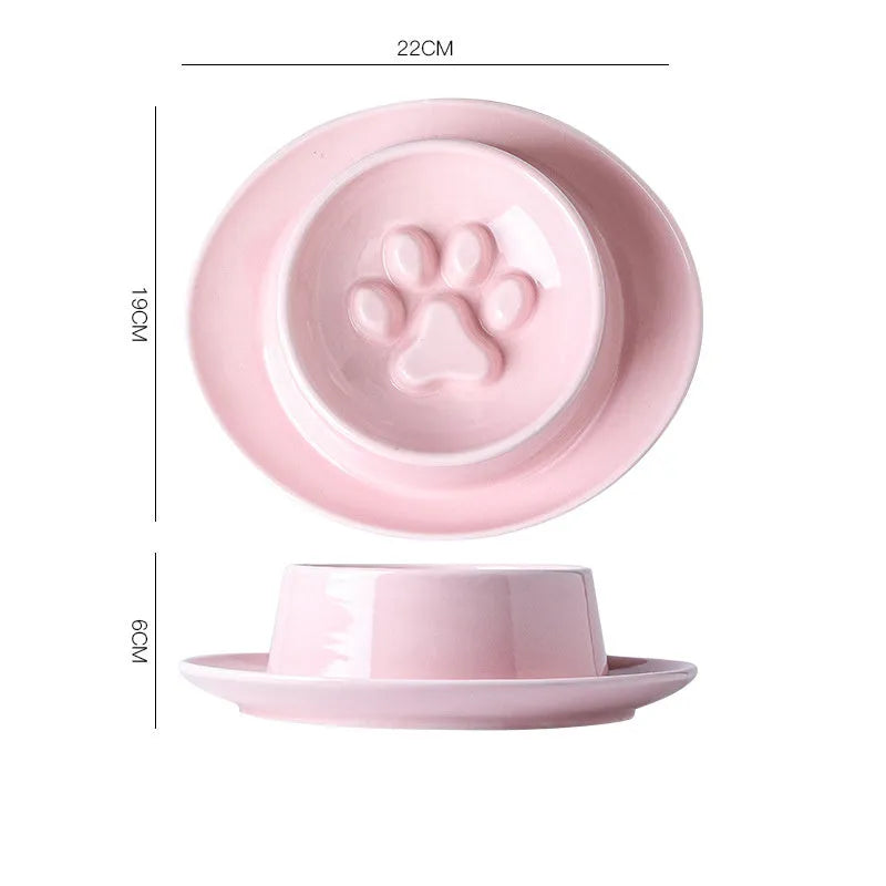Ceramic anti-choking slow feed pet bowl for cats and dogs in three colour options
