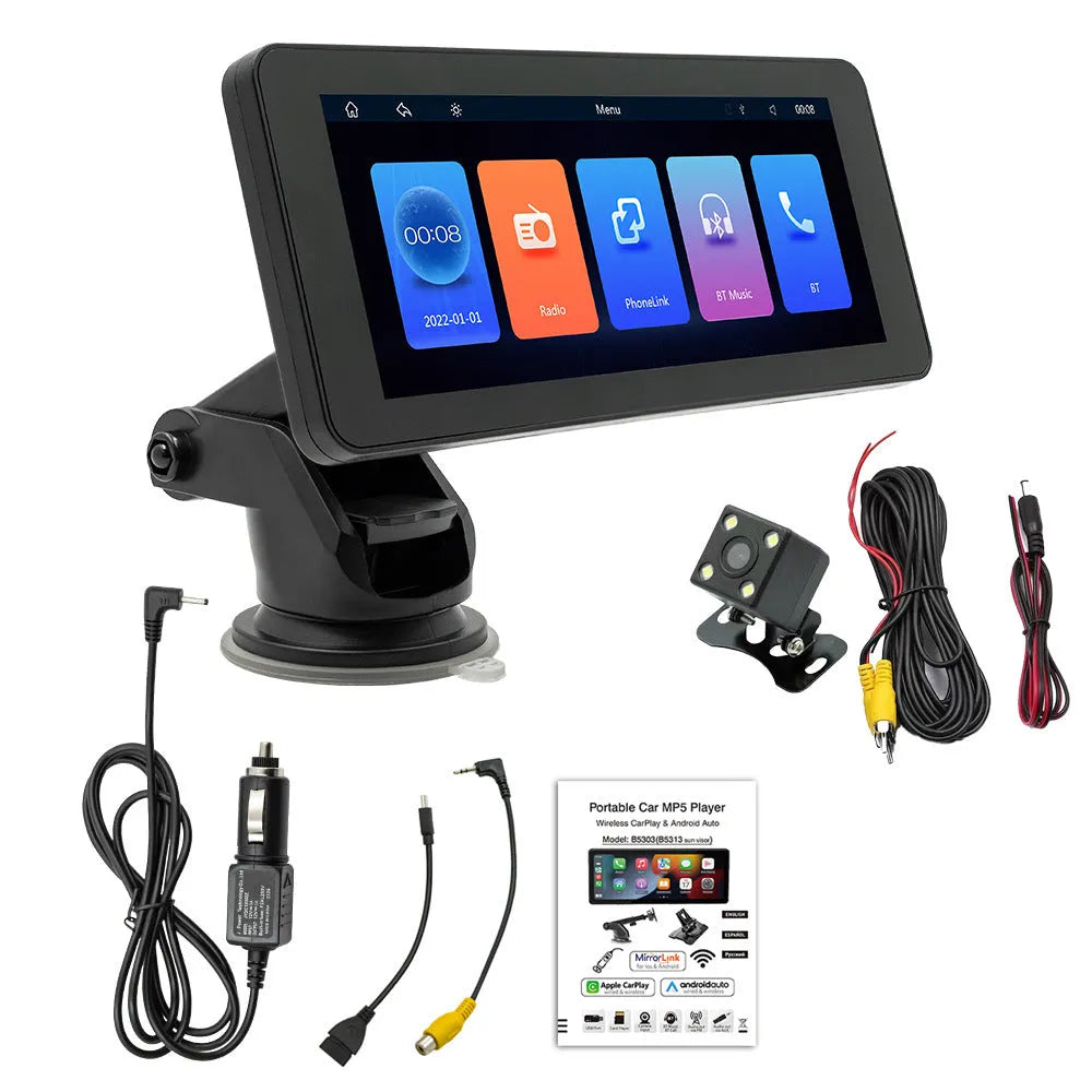 Portable wireless 6.86-inch car video player with IPS screen for vehicle installation