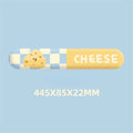 Cartoon cheese mouse pad with wrist strap support on a desk, featuring milk silk fabric and rubber base