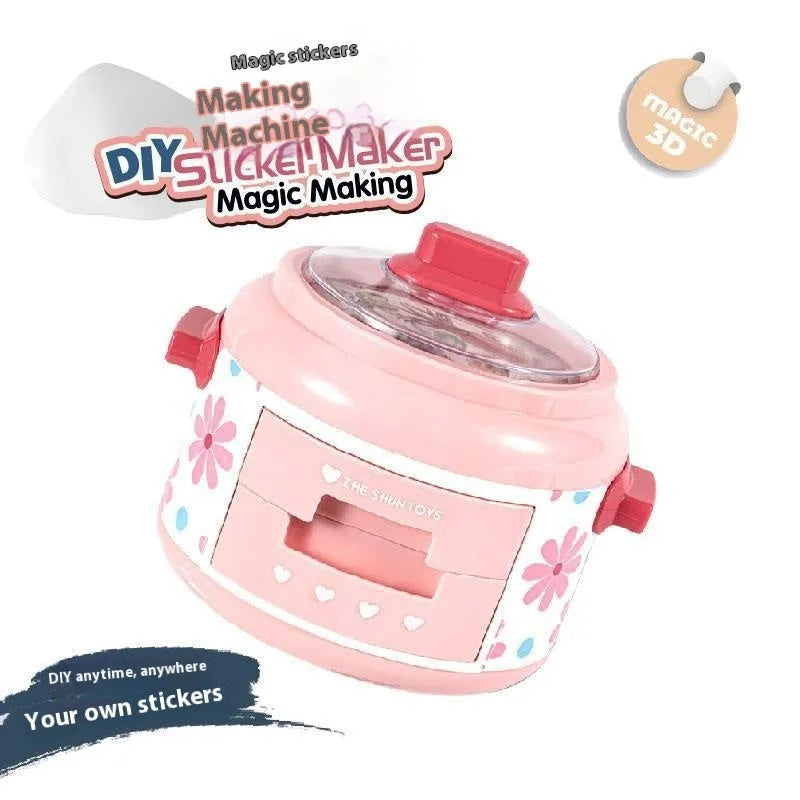 Girls' 3D magic sticker maker set in a colour box, plastic educational toy for ages 7-14.