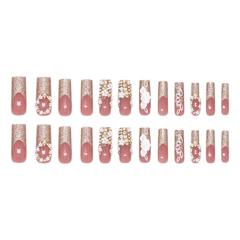 French Gold Pile Rhinestone Fake Nail Patch in Z1046 Flash Galaxy colour with plastic armour piece