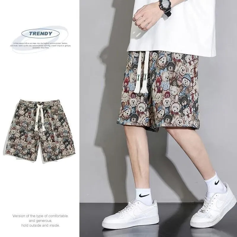 Men's summer shorts in polyester fabric with fifth pants length