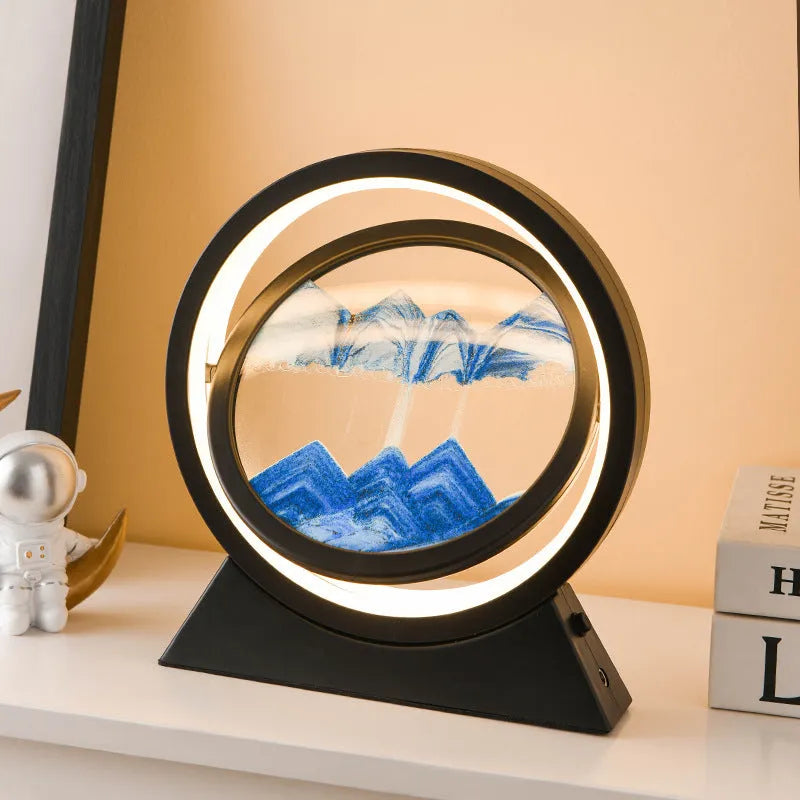 3D dynamic art ornament with quicksand effect, glass and plastic, 24cm high, in blue, gold, green, grey, purple or red