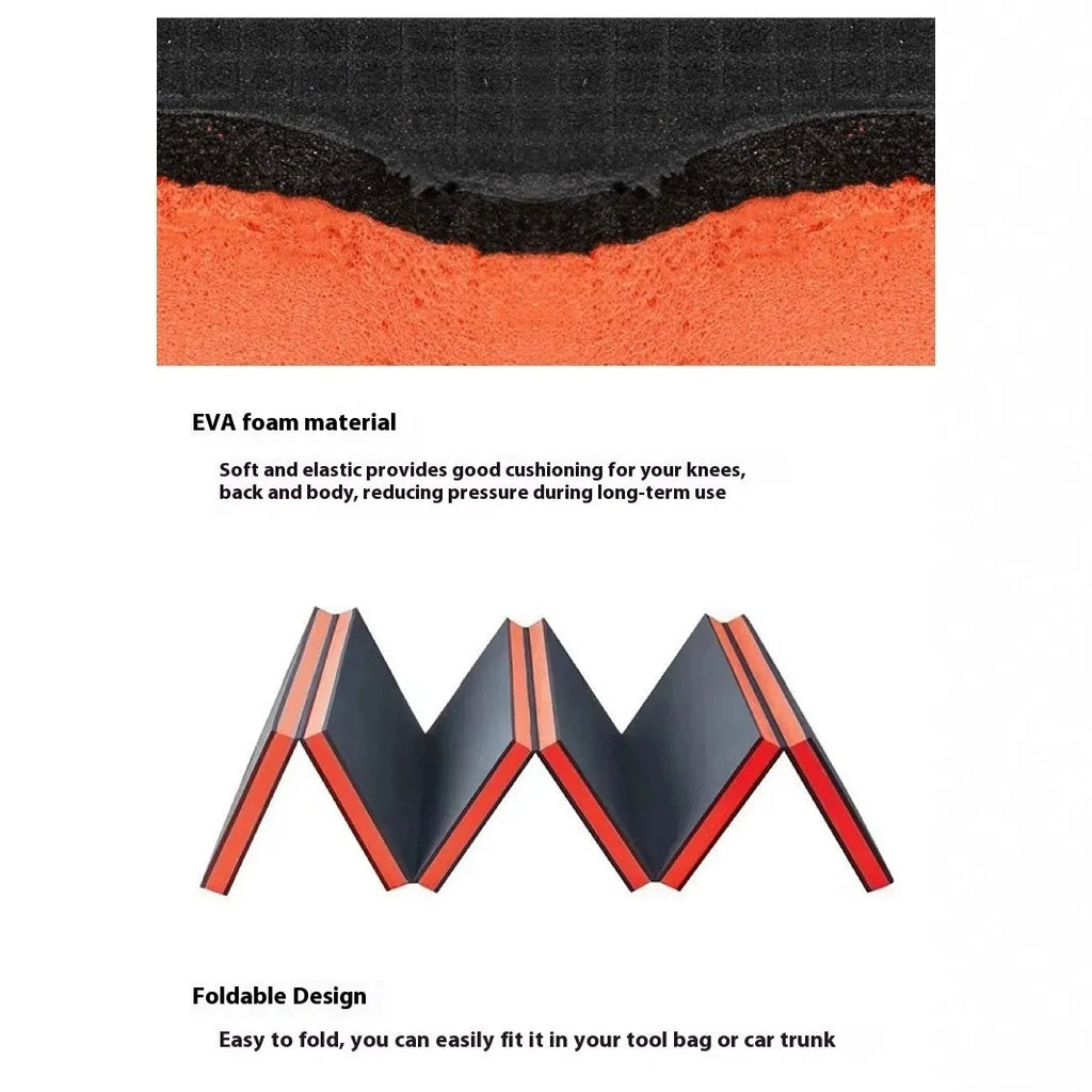 Folding EVA kneeling mat for car repair measuring 116 x 40 x 2.5 cm thickness